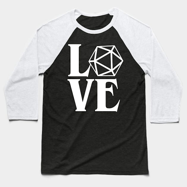 Polyhedral D20 Love Baseball T-Shirt by gam1ngguy